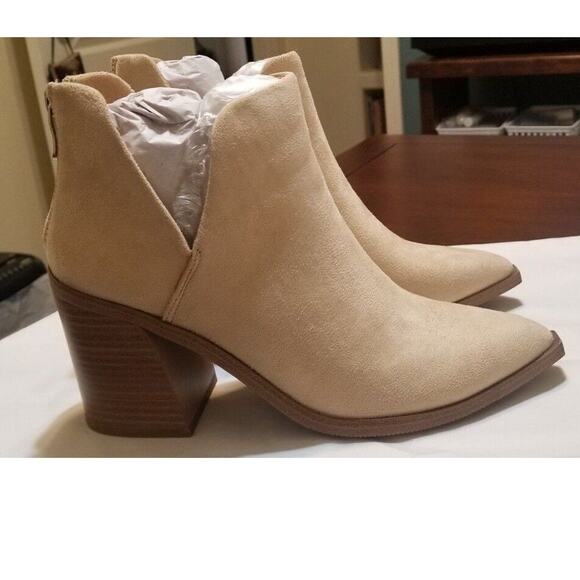 Kathemoi Ankle Boots Slip-on Pointed Toe Chunky Stacked Mid Heel Sz 8 - NWT's - Picture 1 of 10
